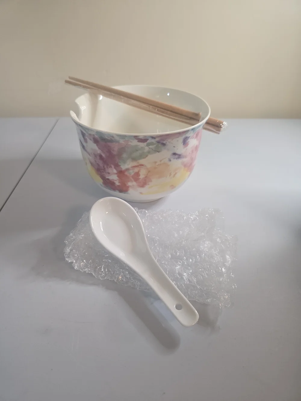 Floral Watercolor Ceramic Bowl - Multicolor -